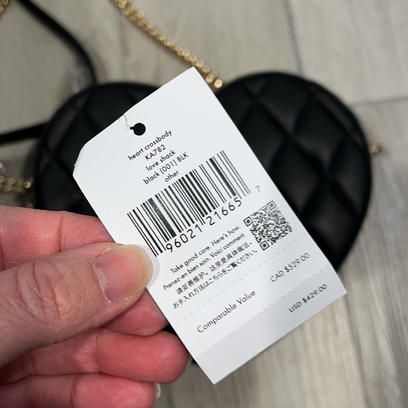 kate spade NWT! Love Shack Black Quilted Heart Crossbody Purse - Picture 8 of 9